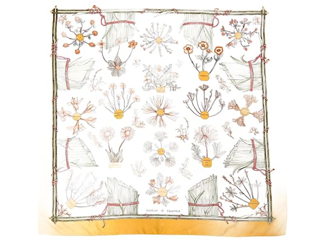 Hermès Hermes Carré 90 Herbier de Gavarnie Silk Scarf Yellow  ref.1982672