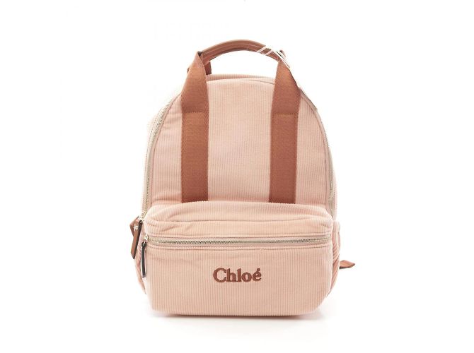 Chloé Corduroy Rucksack Braun Pink Samt