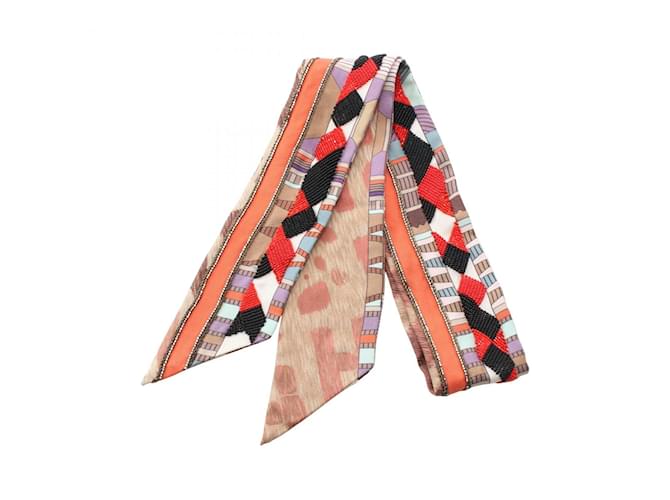 Hermès Hermes HERMES Twilly Precieux Scarf Brown Multiple colors Silk  ref.1983008