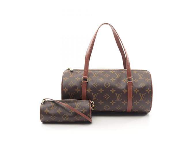 Bolsa de mão Monogram Papillon 30 Louis Vuitton Marrom Monograma Couro Lona  ref.1983167