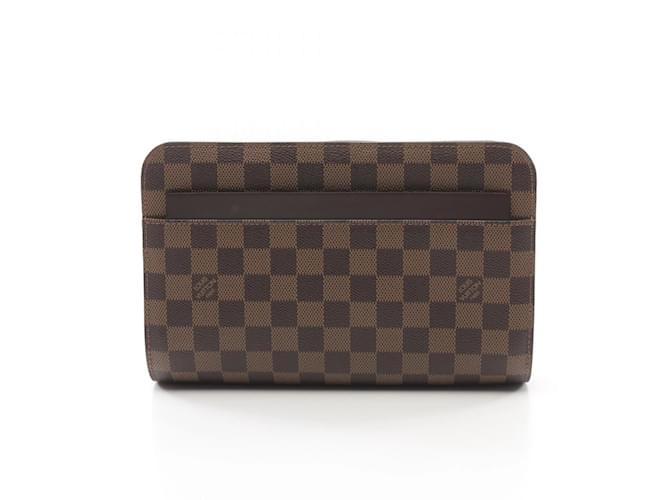 Clutch Saint Second Louis Vuitton Marrom Damier ebene Couro Plástico  ref.1983176