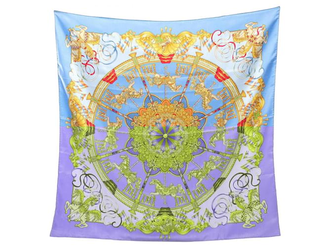 Hermès Hermes Carré 90 Luna Park Scarf Blue Multiple colors Silk  ref.1983222