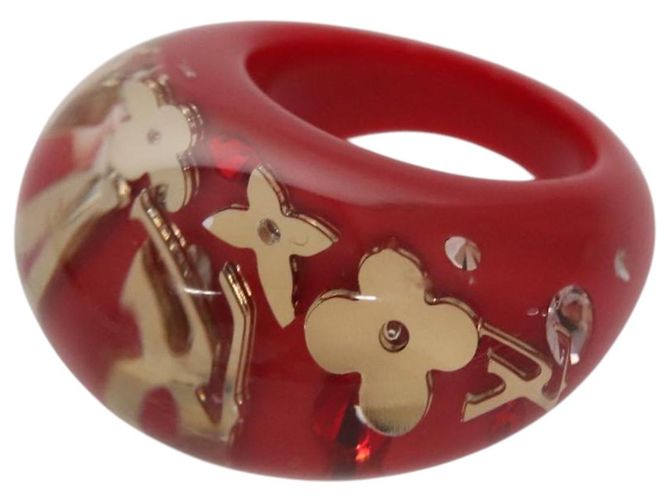 Anello in plastica rossa LOUIS VUITTON Uncle John Burgh LV Auth ar13102 Rosso
