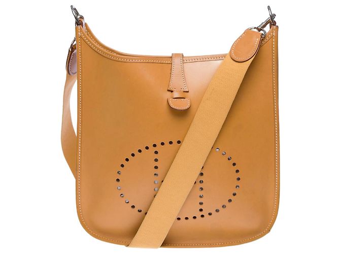 Hermès Bolsa HERMES Evelyne em Couro Bege - 102187