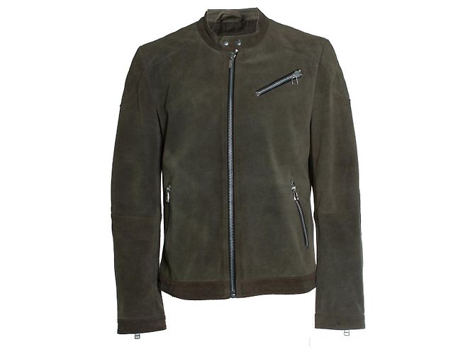 Goosecraft, Khaki suede biker jacket Brown Green