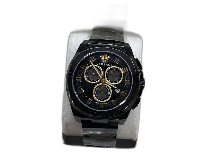 Relógio Versace Geo Aço Preto 45mm