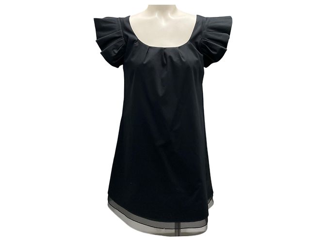 Vestido mini negro con volantes Thakoon
