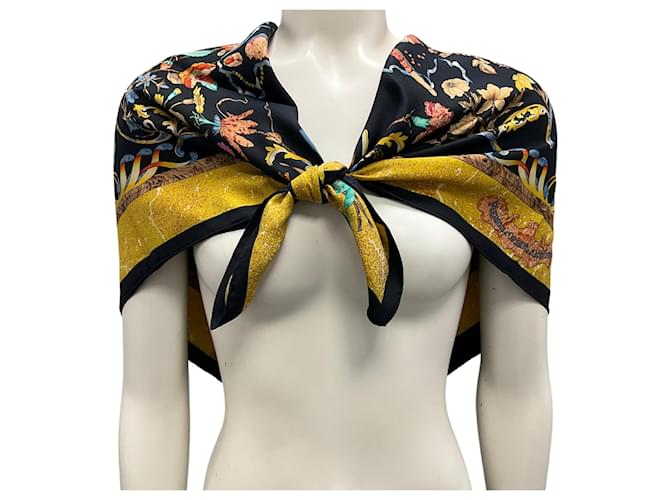 Hermès Hermes Black / Gold Multi Eastern and Western Stones Square Silk Twill Scarf  ref.1984620