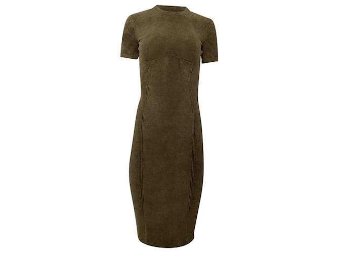Robe midi tricotée Fendi x Skims en viscose verte Fibre de cellulose Kaki  ref.1984892