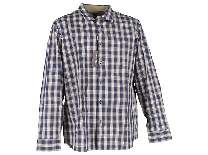 Camicia a quadri Michael Kors in cotone blu navy e crema