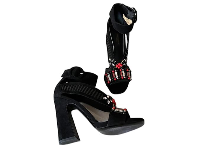 Louis Vuitton Heels Black Leather  ref.1985443