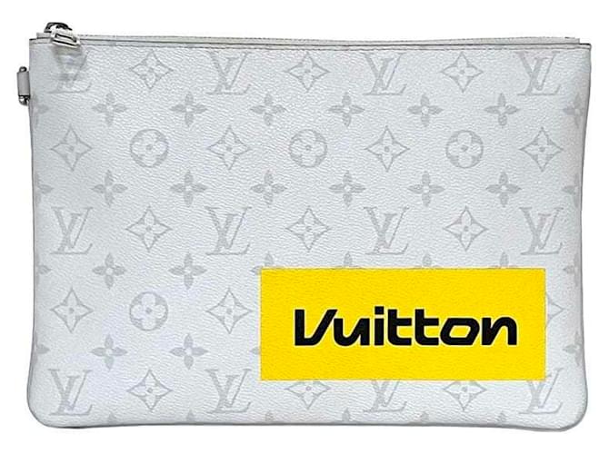 Louis Vuitton Clutch Bag Zipped Pouch GM Brown White Patent leather  ref.1986218