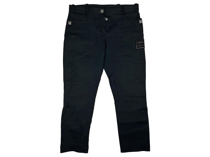 Chanel Sport 03A Schwarze CC Logo Hose