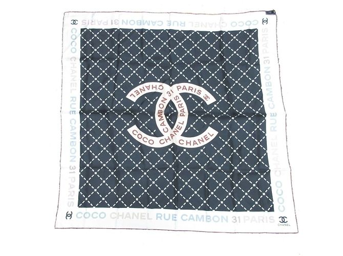 Chanel Coco 31 Rue Cambon Sciarpa di Seta Nero Rosa