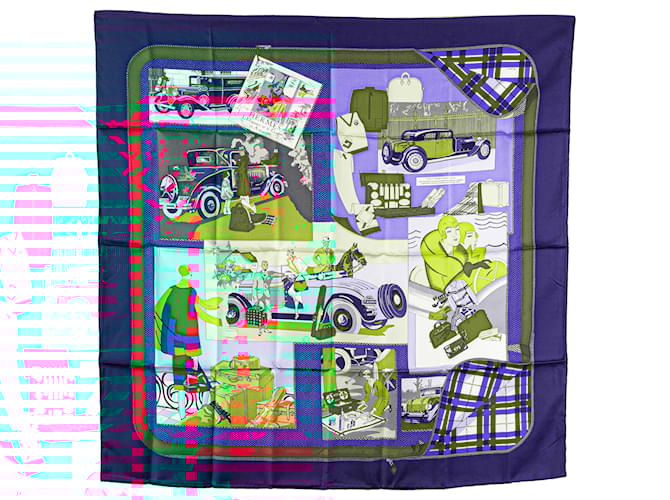 Hermès Blue L Elegance et le Confort en Automobile Silk Scarf Cloth  ref.1987576
