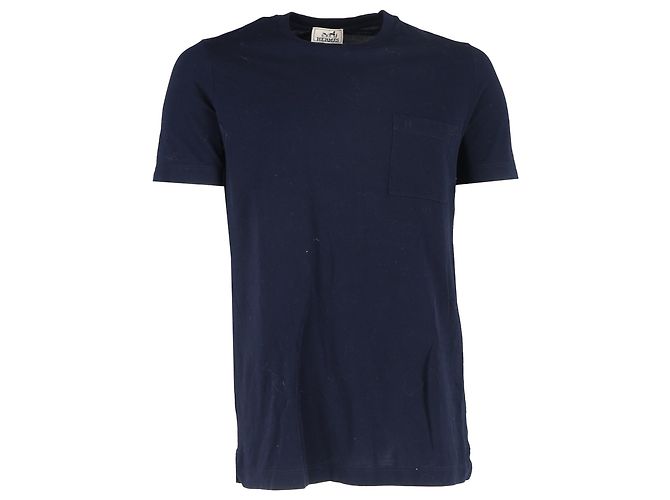 Hermès Camiseta Pocket Hermes em algodão azul marinho