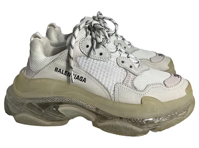 Balenciaga Triple S Sneakers in White Polyester Cream  ref.1988227