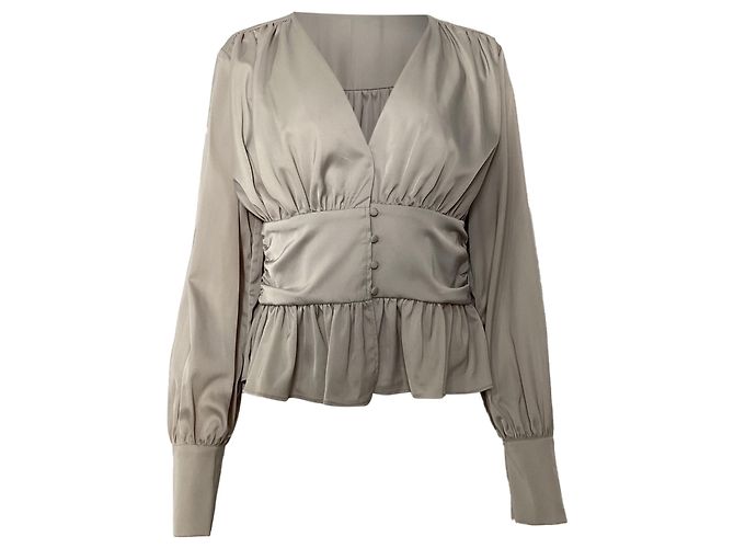 Blouse en satin à ourlet peplum Jason Wu en polyester gris