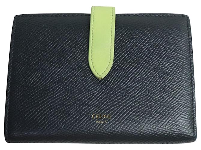 Céline Strap wallet Navy blue Leather  ref.1989335