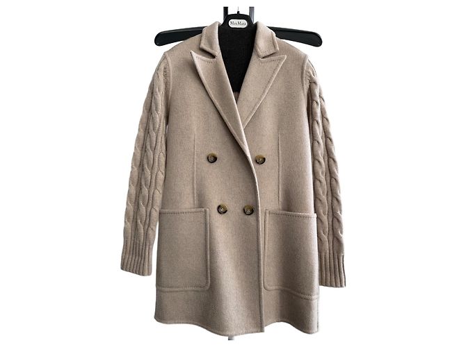 Max Mara Mantel aus Wolle und Kaschmir sand