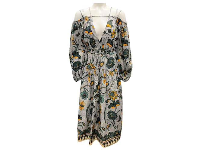 Ulla Johnson Multi Portofino Print Cold Shoulder Tahlia Dress Multiple colors Cotton  ref.1989640