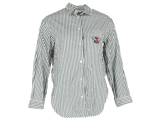 Camicia a righe Maje in cotone bianco e verde