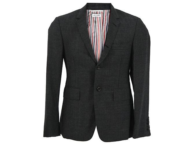 Thom Browne Single-Breasted Blazer in Dark Grey Wool