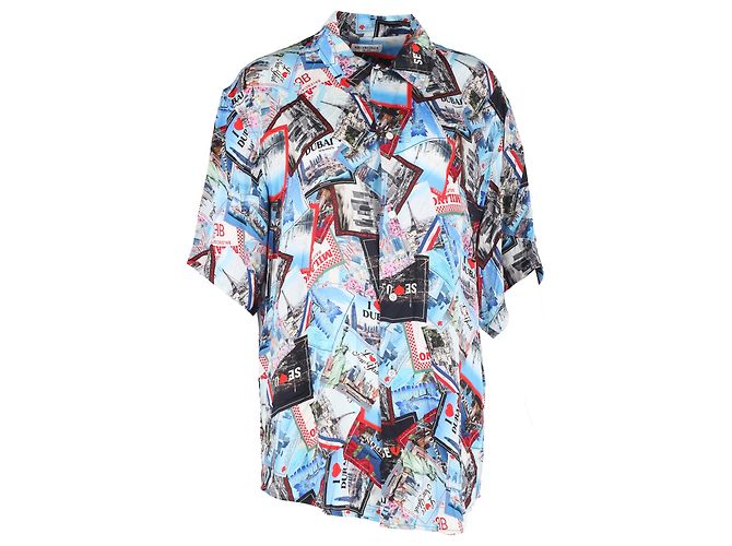 City Camicia Balenciaga All Over Cities in seta multicolore