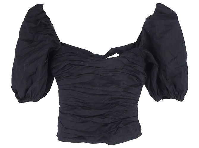 Top cropped com mangas bufantes Reformation em algodão preto