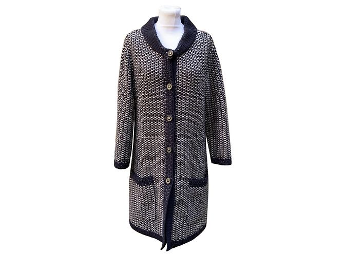 Timeless Chanel Blauer Strick-Cardigan aus Kaschmir und Seide Größe 38 FR