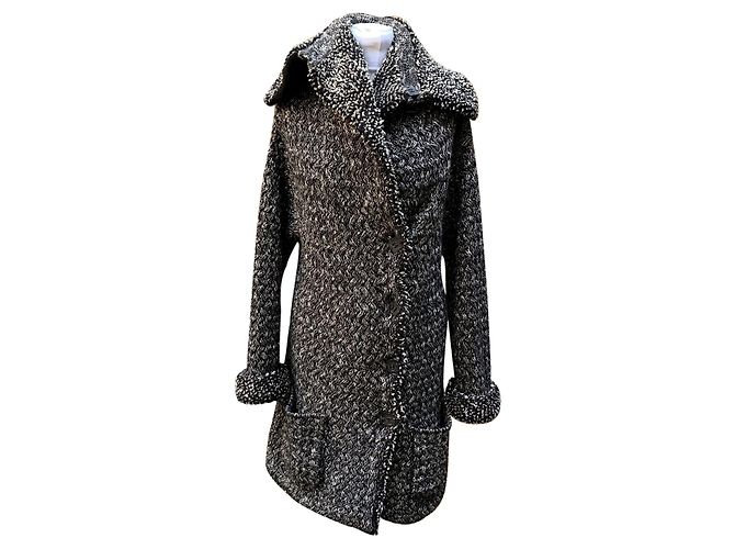 Timeless Chanel Grauer Kaschmir-Mix langer Cardigan Größe 40 FR