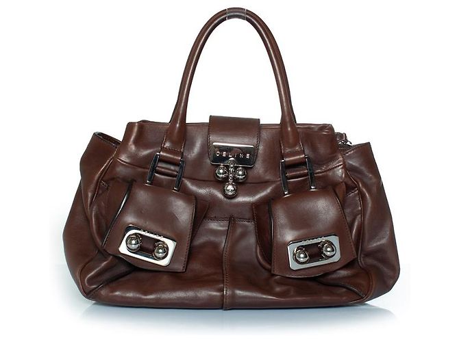 Céline Celine, braune Lederhandtasche Blossom