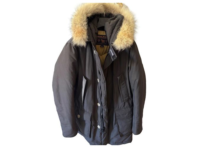 Woolrich Daunenparka mit Pelzkapuze Dunkelgrau Anthrazitgrau