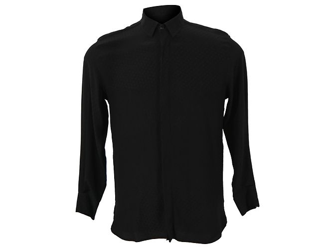Camicia Testurizzata Saint Laurent in Cotone Nero