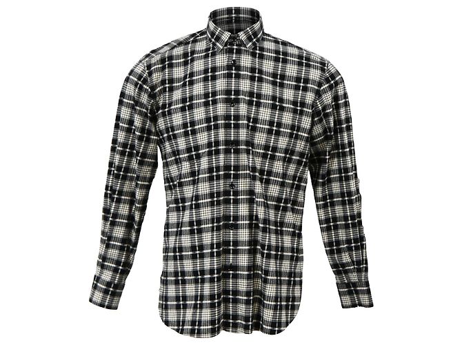Camicia a quadri Saint Laurent Paris in cotone nero
