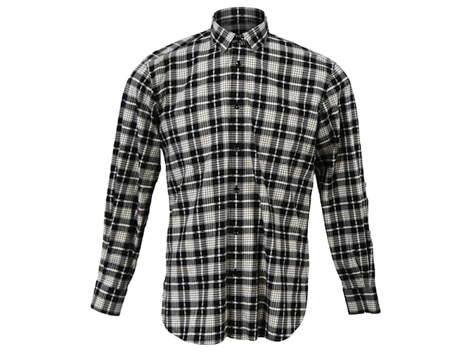 Saint Laurent Paris Checked Shirt in Black Cotton  ref.1990837