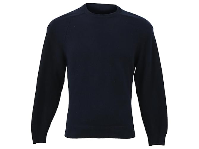 Saint Laurent Crewneck Sweater in Navy Blue Wool  ref.1990839