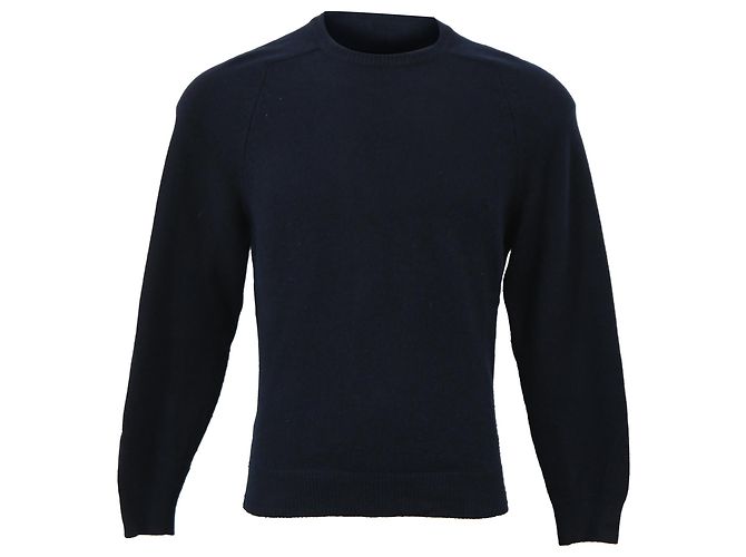 Saint Laurent Rundhalspullover aus marineblauer Wolle