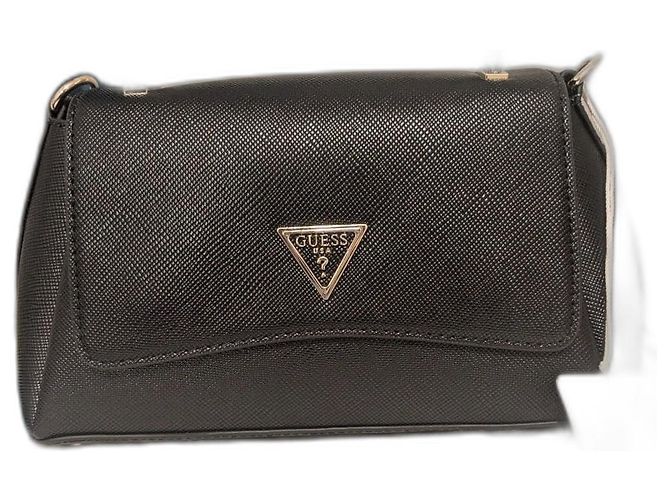 Borsa Guess in pelle nera Saffiano Nero
