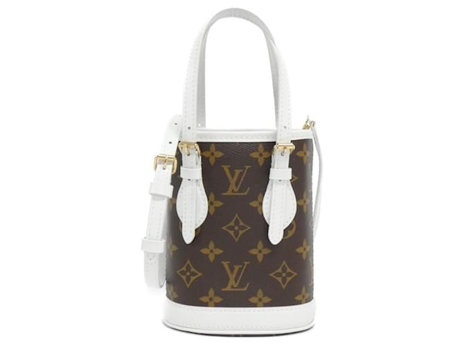 Bolsa Bucket Nano LV Match da Louis Vuitton Marrom Branco Lona  ref.1991081