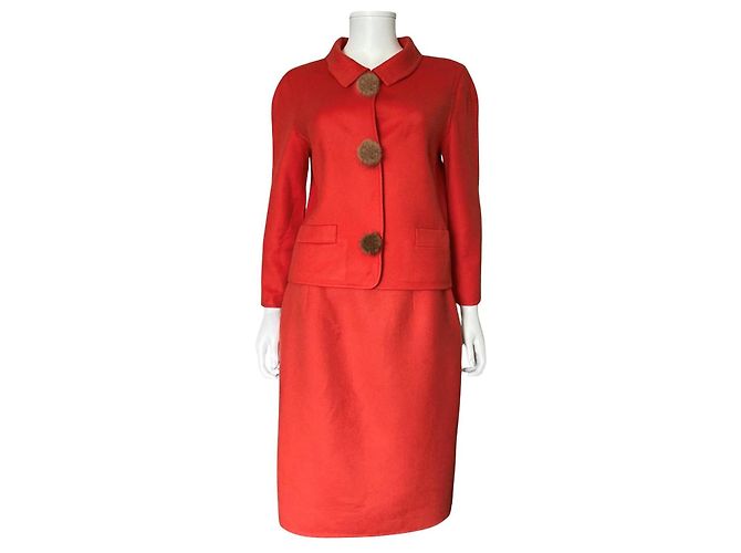 Dior Kaschmir Rockanzug Koralle