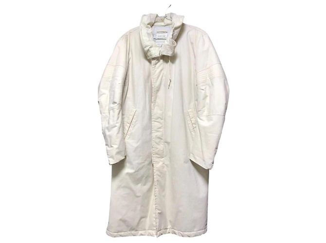 HELMUT LANG AW1999 Abrigo Largo Biker Astro Blanco