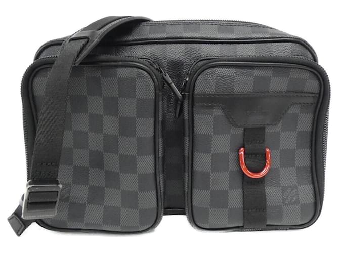 Louis Vuitton Damier Graphite Utility Messenger Bag Black Red Damier ebene Cloth  ref.1992104