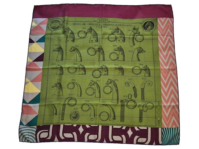 Hermès Square Horse Heads Harness Horns Multiple colors Silk  ref.1992124