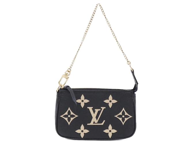 Mini Pochette Acessórios Bicolor Monograma Empreinte Louis Vuitton Preto Bege Couro  ref.1992503