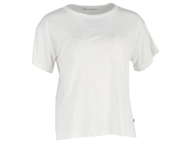 Camiseta de cuello redondo Alexander Wang en algodón blanco Crudo