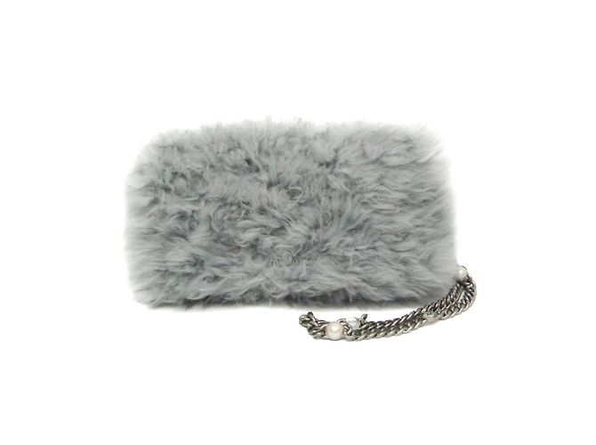 Borsa a spalla in pelle grigia Miu Miu Marrone