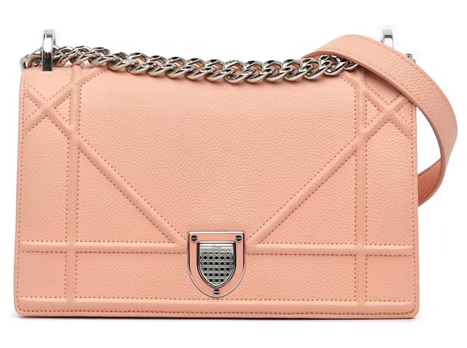 Dior Pink Small Grained Leather Diorama Flap Pony-style calfskin  ref.1993034