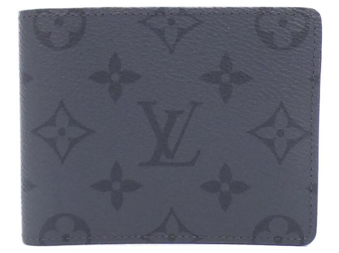 Slender Louis Vuitton Monogram Eclipse Bill Wallet Grey