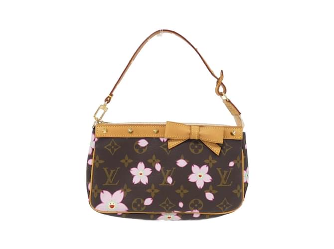 Pochette Accessoires Monograma Flor de Cerejeira Louis Vuitton Marrom Couro envernizado  ref.1994870
